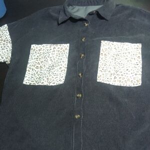 Black Button Down Shirt with Unique Pattern